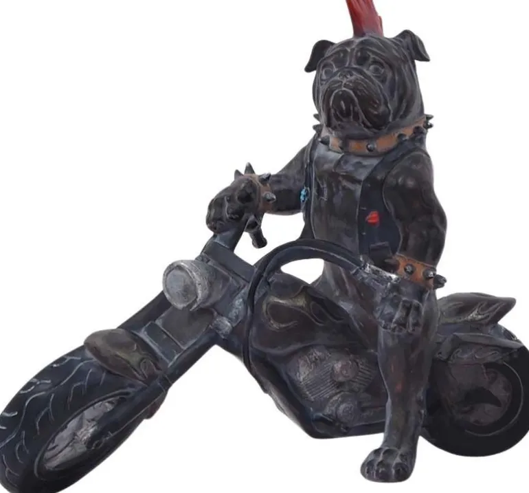 Statuette animal motard en polyrésine (Chien)