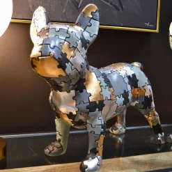 Statuette bouledogue debout en polyrésine Puzzle
