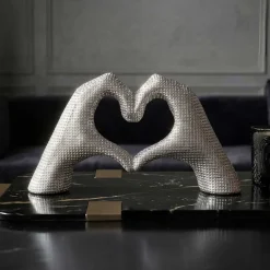 Statuette décorative en polyrésine Hands lover 25 x 7.5 x 13.5 cm (Argent)