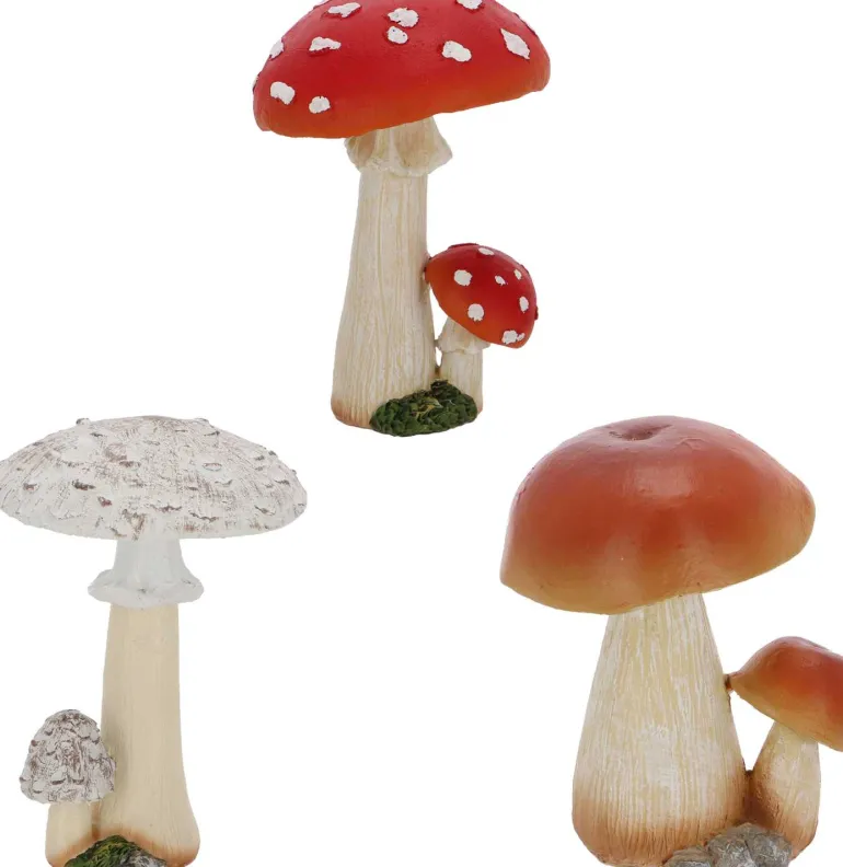 Statuette décorative en polyrésine Champignons (Lot de 3) (12 cm)