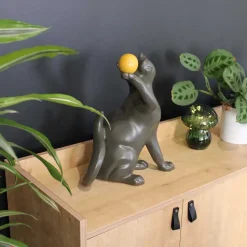 Statuette en céramique chat avec balle Shadow (Gris)