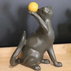 Statuette en céramique chat avec balle Shadow (Gris)