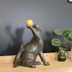 Statuette en céramique chat avec balle Shadow (Gris)