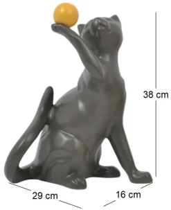 Statuette en céramique chat avec balle Shadow (Gris)