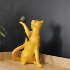 Statuette en céramique chat avec balle Shadow (Jaune)