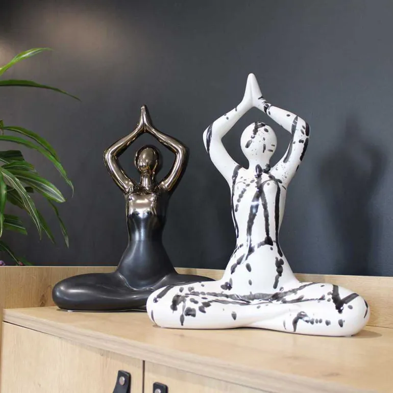 Statuette yoga en céramique Zoya splash