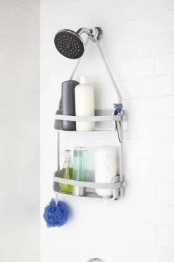 Support accessoires de douche 2 étagères Flex (Blanc)