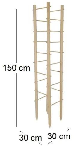 Support en bois de pin pour plantes 4 piquets (Tour)