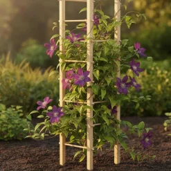 Support en bois de pin pour plantes 4 piquets (Tour)