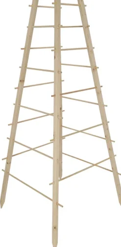 Support en bois de pin pour plantes 4 piquets (Pyramide)
