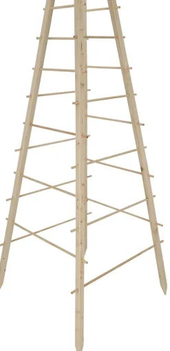 Support en bois de pin pour plantes 4 piquets (Pyramide)