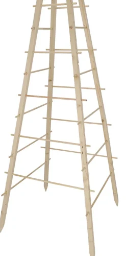 Support en bois de pin pour plantes 4 piquets (Pyramide)