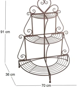 Support à plantes en fer 3 niveaux Arabesque