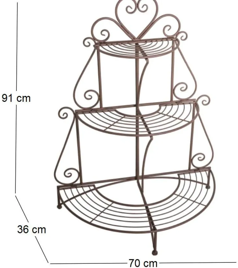 Support à plantes en fer 3 niveaux Arabesque