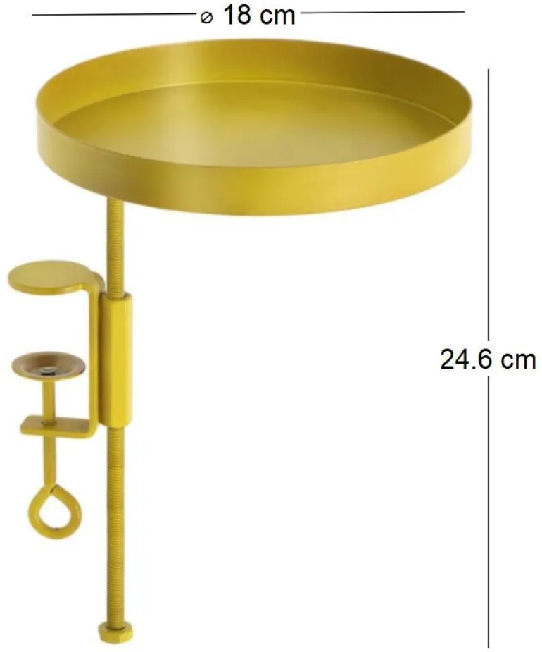 Support à plantes rond à fixer hauteur réglable doré (24.6 x 18 cm)