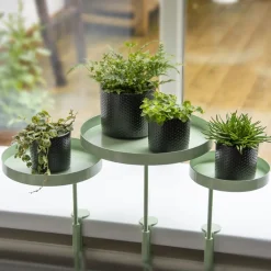 Support à plantes rond à fixer hauteur réglable vert (20.9 x 14 cm)
