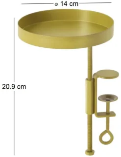 Support à plantes rond à fixer hauteur réglable doré (20.9 x 14 cm)