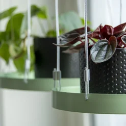 Support à plantes rond à suspendre vert (Diamètre de 24 cm)