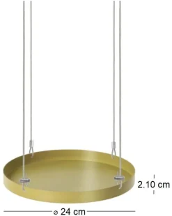 Support à plantes rond à suspendre doré (Diamètre de 24 cm)