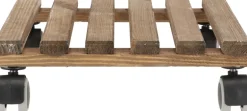 Support à roulettes en bois pour plantes d'intérieur (Carré - Teinté marron)