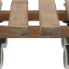 Support à roulettes en bois pour plantes d'intérieur (Rond - Teinté marron)