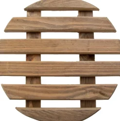 Support à roulettes en bois pour plantes d'intérieur (Rond - Teinté marron)