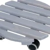 Support à roulettes en bois pour plantes d'intérieur (Rond - Gris)