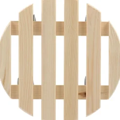 Support à roulettes en bois pour plantes d'intérieur (Rond - Naturel)