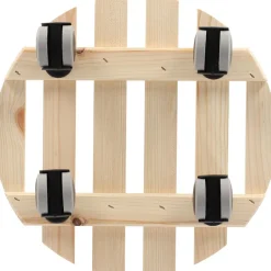 Support à roulettes en bois pour plantes d'intérieur (Rond - Naturel)