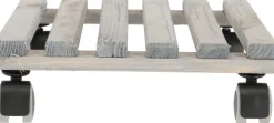 Support à roulettes en bois pour plantes d'intérieur (Carré - Gris)