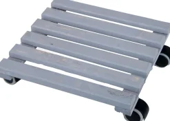 Support à roulettes en bois pour plantes d'intérieur (Carré - Gris)