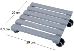 Support à roulettes en bois pour plantes d'intérieur (Carré - Gris)