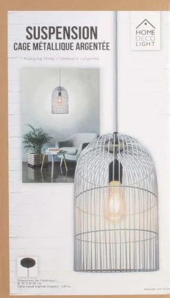 Suspension cage filaire 38 cm (Argent)