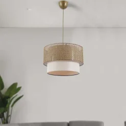 Suspension en métal et tissu Coral