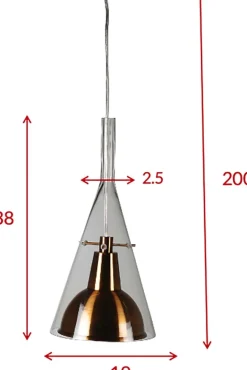 Suspension en verre et aluminium Sirius (Cuivré)
