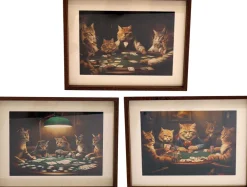 Tableau décoratif Cats poker 30 x 40 cm (Lot de 3)