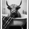 Tableau décoratif noir et blanc Cow bath (45 x 60 cm)