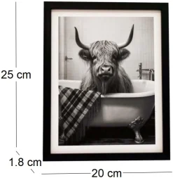 Tableau décoratif noir et blanc Cow bath (20 x 25 cm)