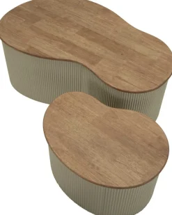Table basse en bois d'hévéa Frankfurt (Set de 2) (Blanc)
