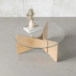 Table basse en bois et verre Madera