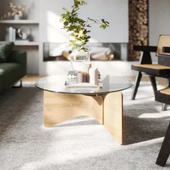 Table basse en bois et verre Madera