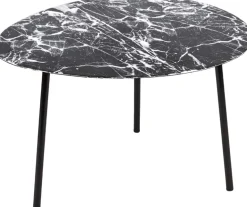 Table basse en métal imitation marbre Ovoid 58 x 51 cm (Noir)
