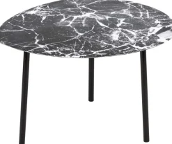 Table basse en métal imitation marbre Ovoid 67 x 60 cm (Noir)