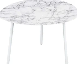 Table basse en métal imitation marbre Ovoid 67 x 60 cm (Blanc)