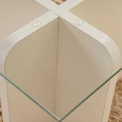 Table basse en verre et aggloméré Flavio (Blanc)