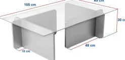 Table basse en verre et aggloméré Flavio (Blanc)