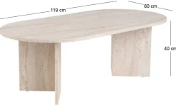Table basse ovale en aggloméré Sable (Marbré Travertine)