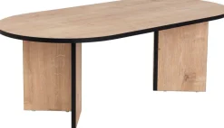 Table basse ovale en aggloméré Sable (Chêne, Noir)