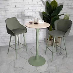 Table de bar en métal et MDF Alaska 60 x 106 cm (Vert et crème)