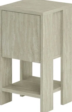 Table de chevet avec rangements Ema (Travertine)